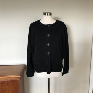 Talbots black button front knit sweater jacket